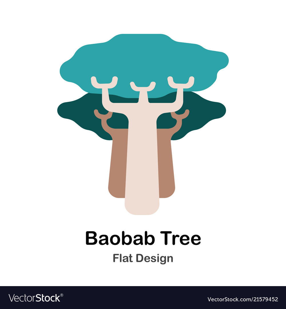 Baobab tree flat icon Royalty Free Vector Image