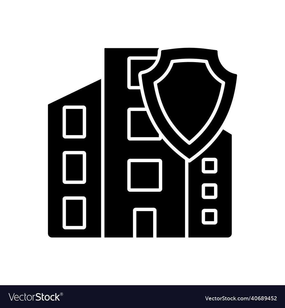 Commercial property insurance black glyph icon