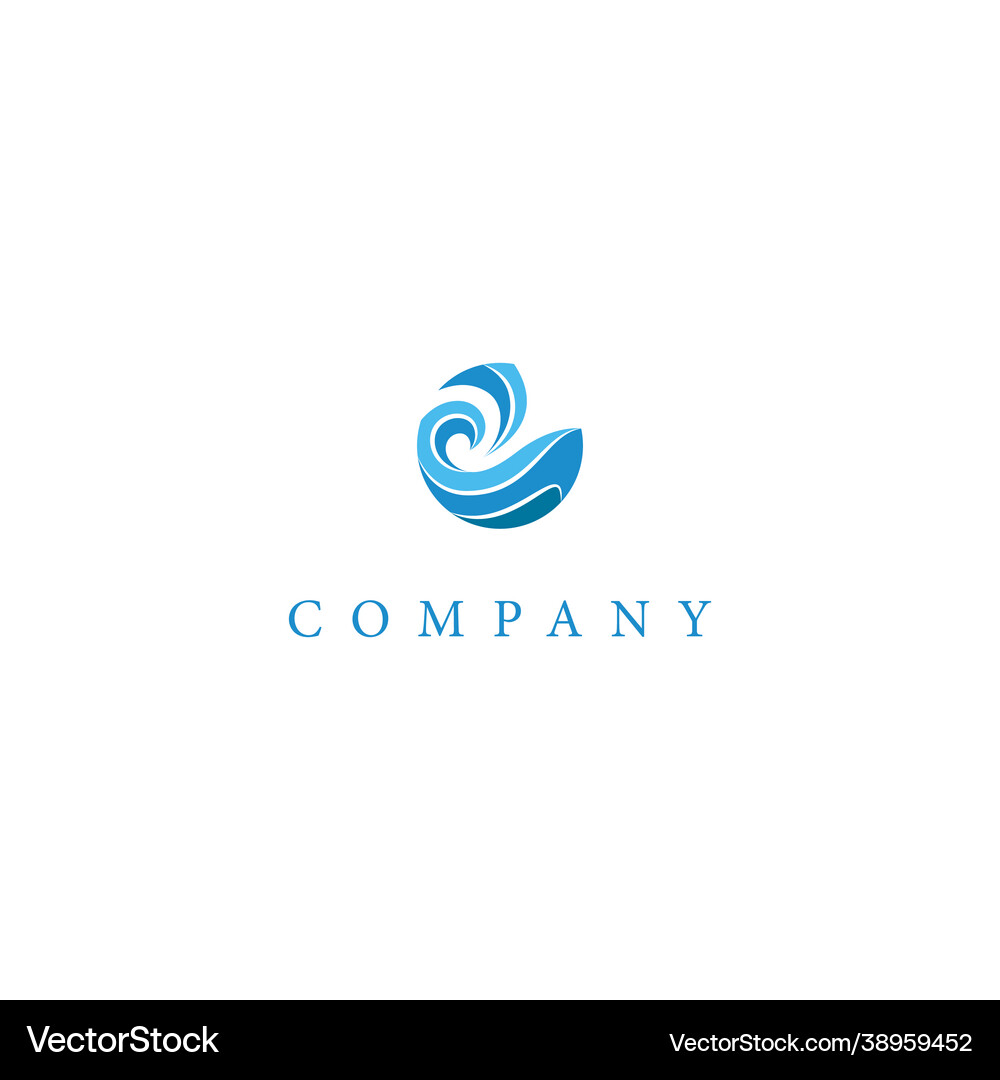 Creative ocean waves circle logo design Royalty Free Vector