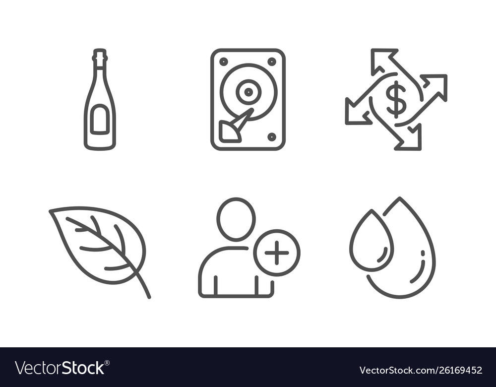 Payment exchange add user and hdd icons set leaf vector image Payment exchange add user and hdd icons set leaf
