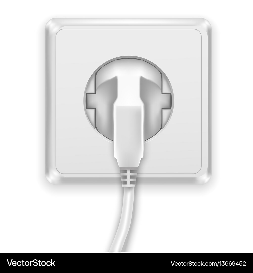 Realistic white plug and socket Royalty Free Vector Image