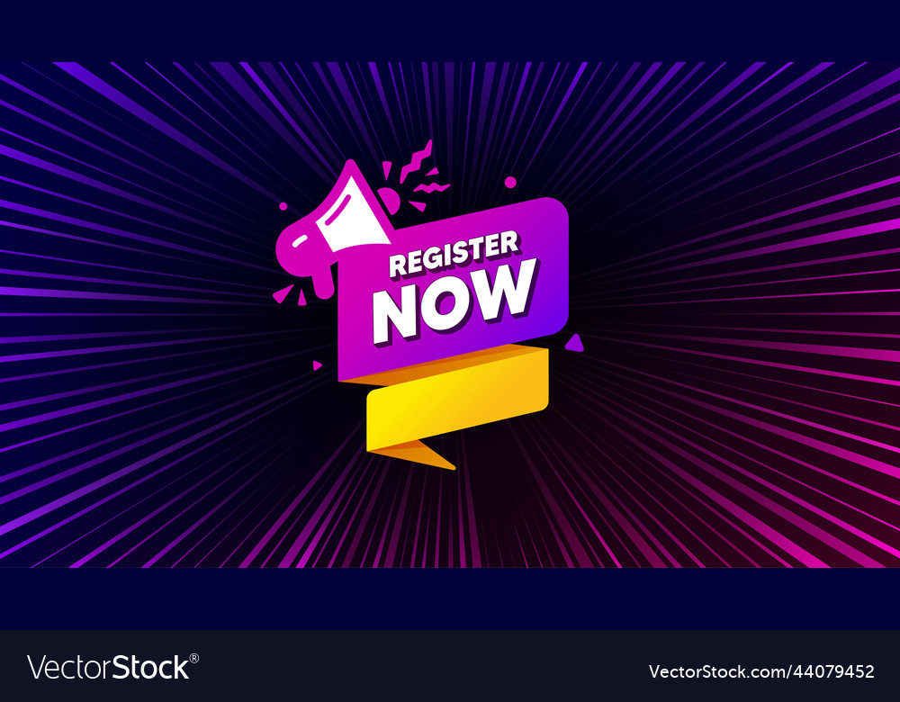 Register now paper banner free registration tag Vector Image