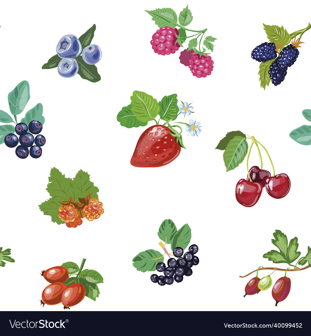 Seamless pattern of realistic image delicious vector image Seamless pattern of realistic image delicious