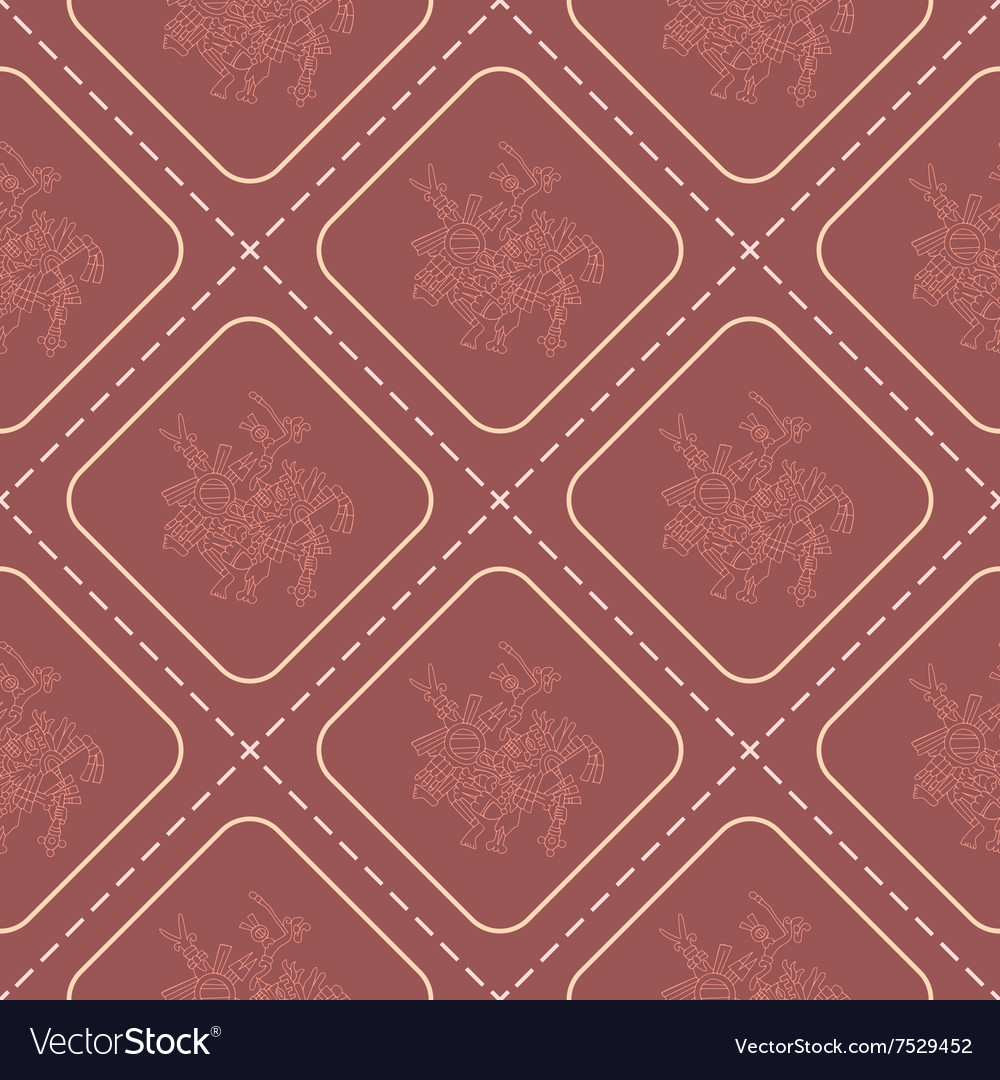 Seamless pattern with symbols from aztec codices