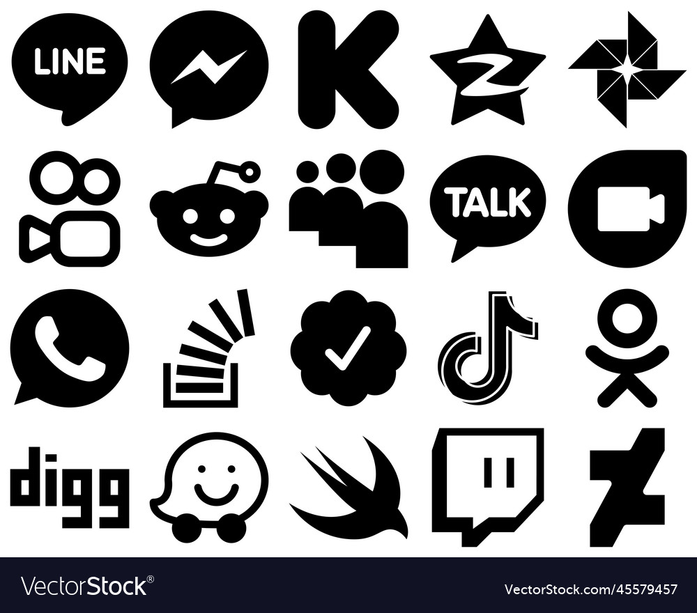 20 innovative black glyph social media icons