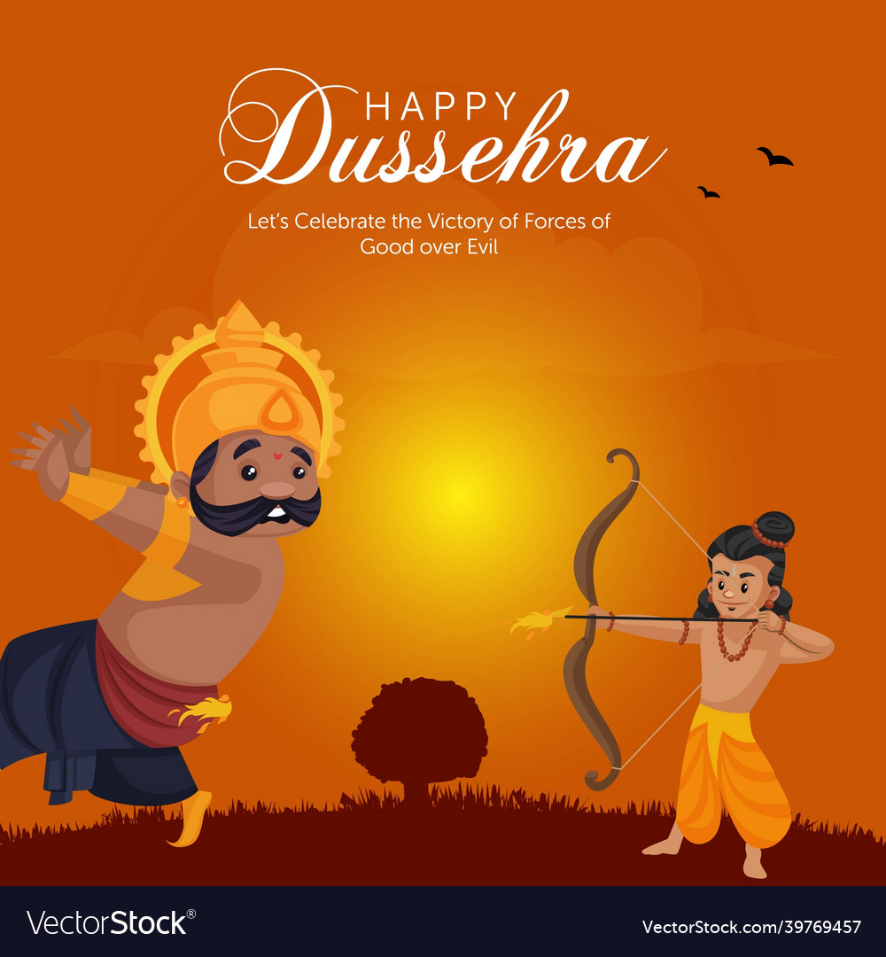 Banner design of happy dussehra Royalty Free Vector Image