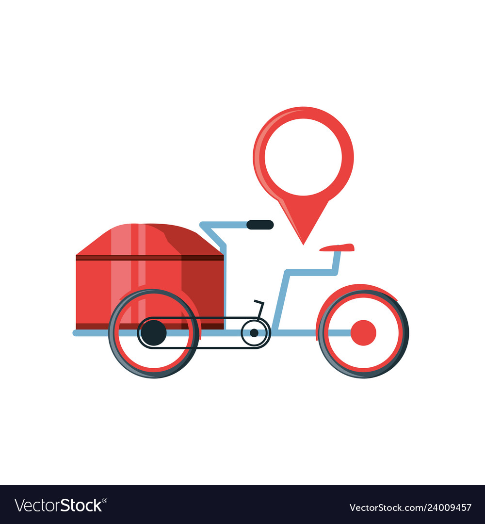 Bicycle for logistic service with pin location Vector Image Bicycle for logistic service with pin location