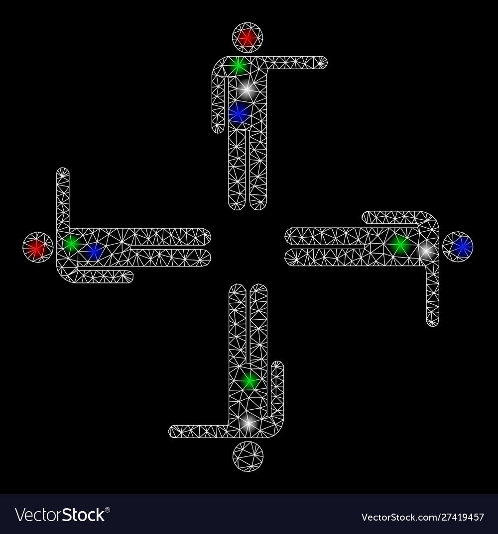 Bright mesh 2d pointing men with flash spots