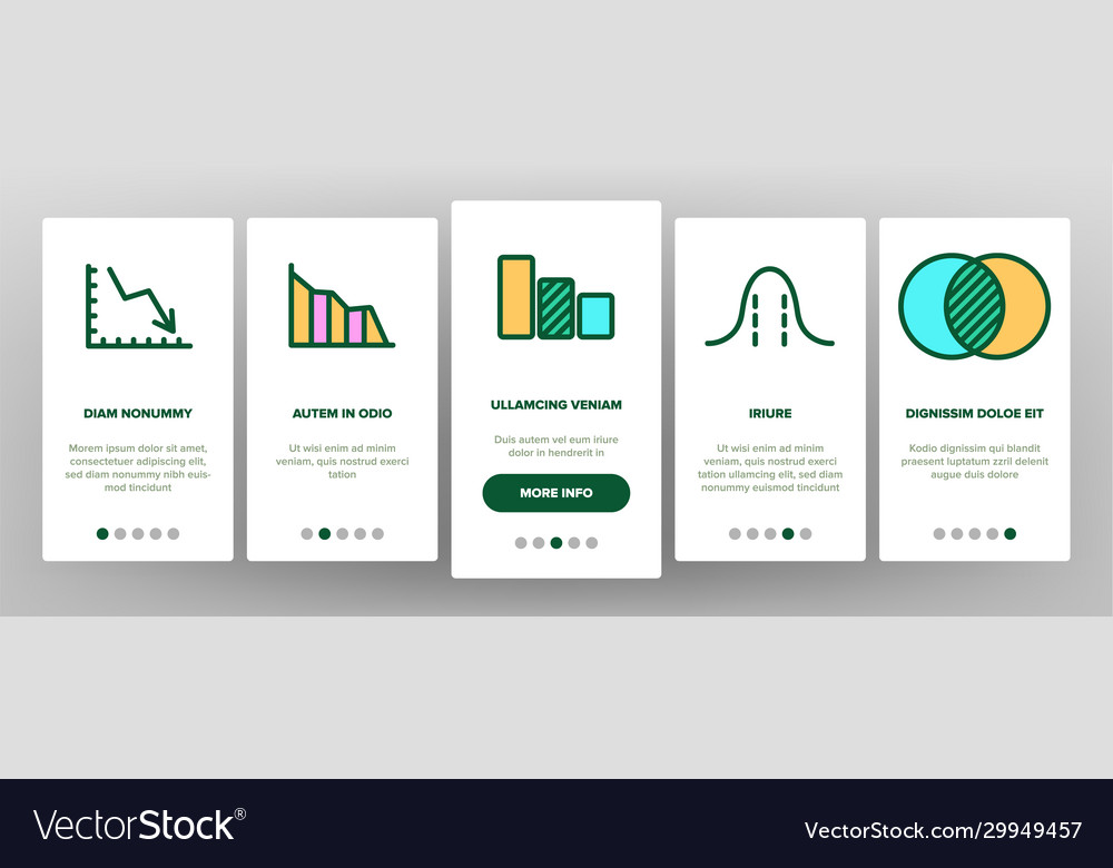 Color different graph onboarding vector image Color different graph onboarding