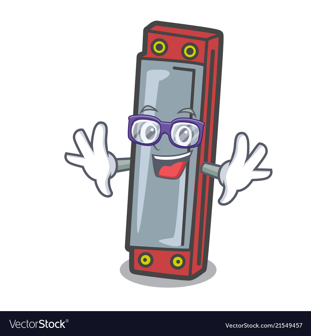 Geek harmonica character cartoon style