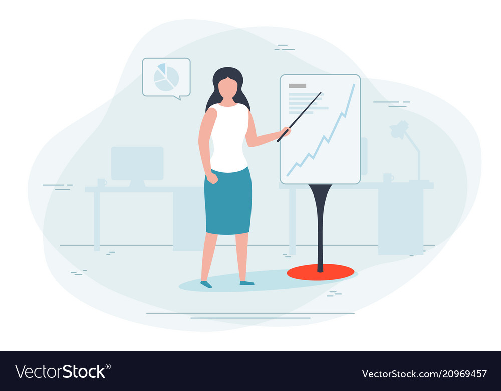 Girl showing presentation in office Royalty Free Vector