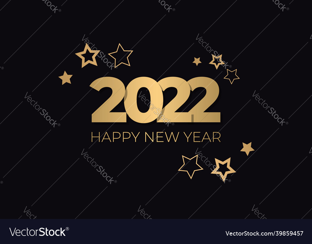 Happy new 2022 year black background with gold Vector Image