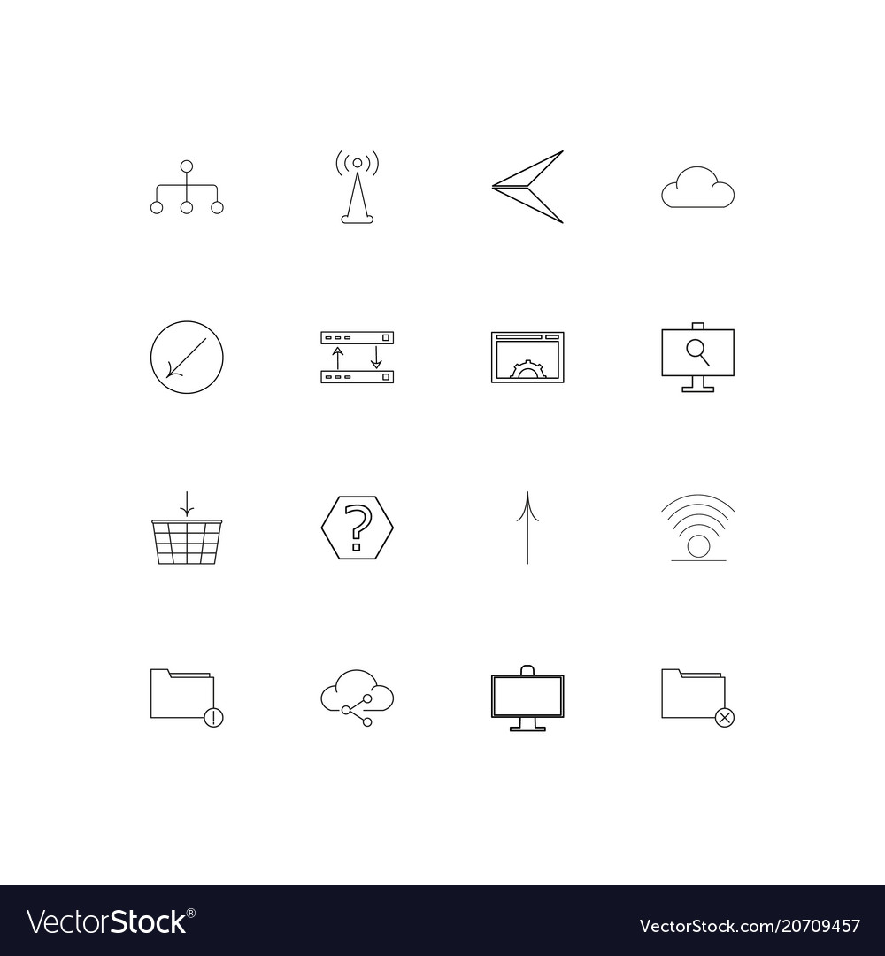 Network and database simple linear icons set