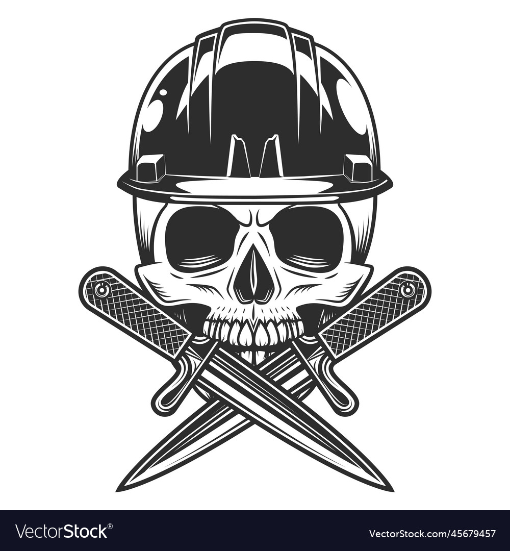 New construction builder skull with crossed knife