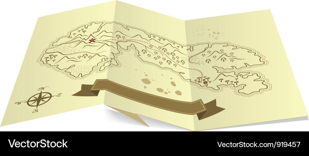 Old treasure map Royalty Free Vector Image - VectorStock