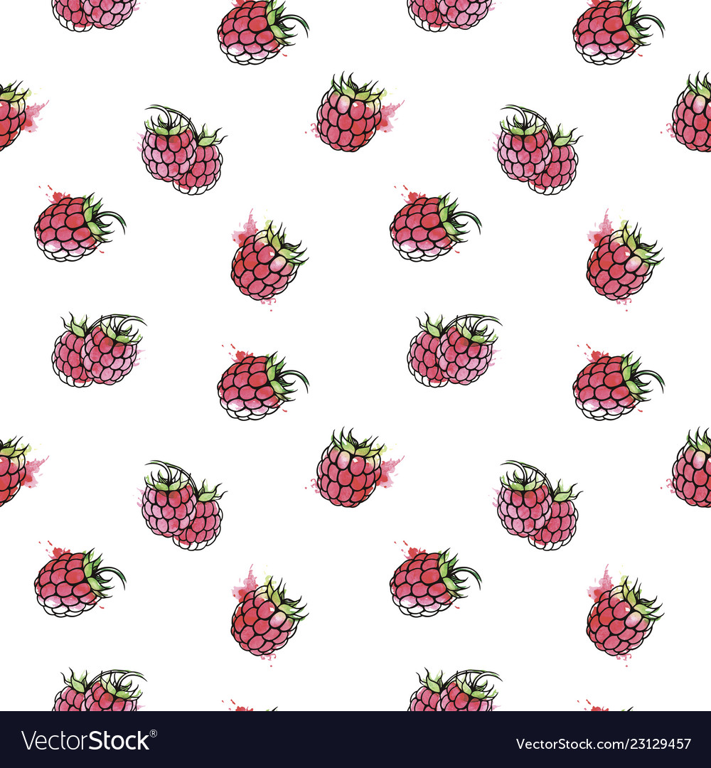Raspberry berry beautiful seamless pattern