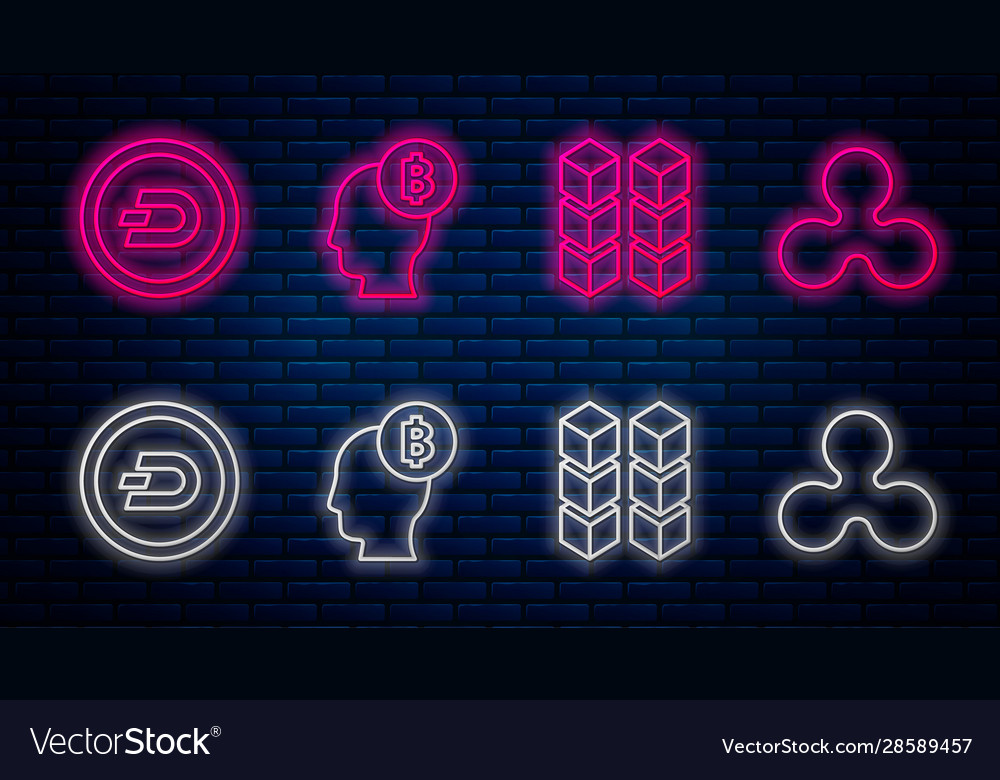 Set line bitcoin think blockchain technology vector image Set line bitcoin think blockchain technology