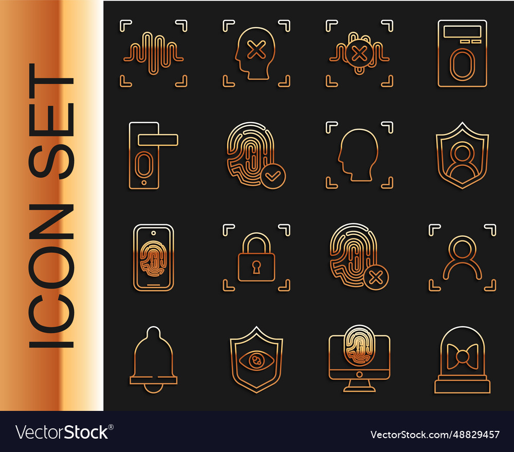 Set line motion sensor face recognition user vector image Set line motion sensor face recognition user