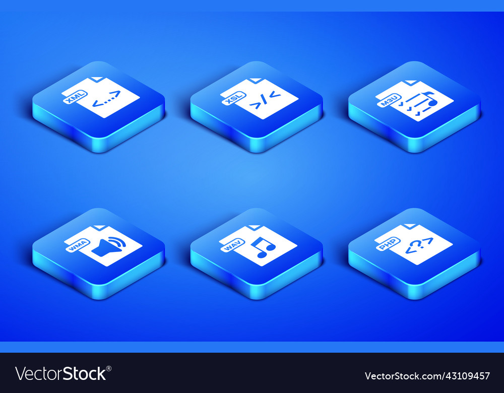 Set php file document xml wav wma xsl and m3u Vector Image Set php file document xml wav wma xsl and m3u