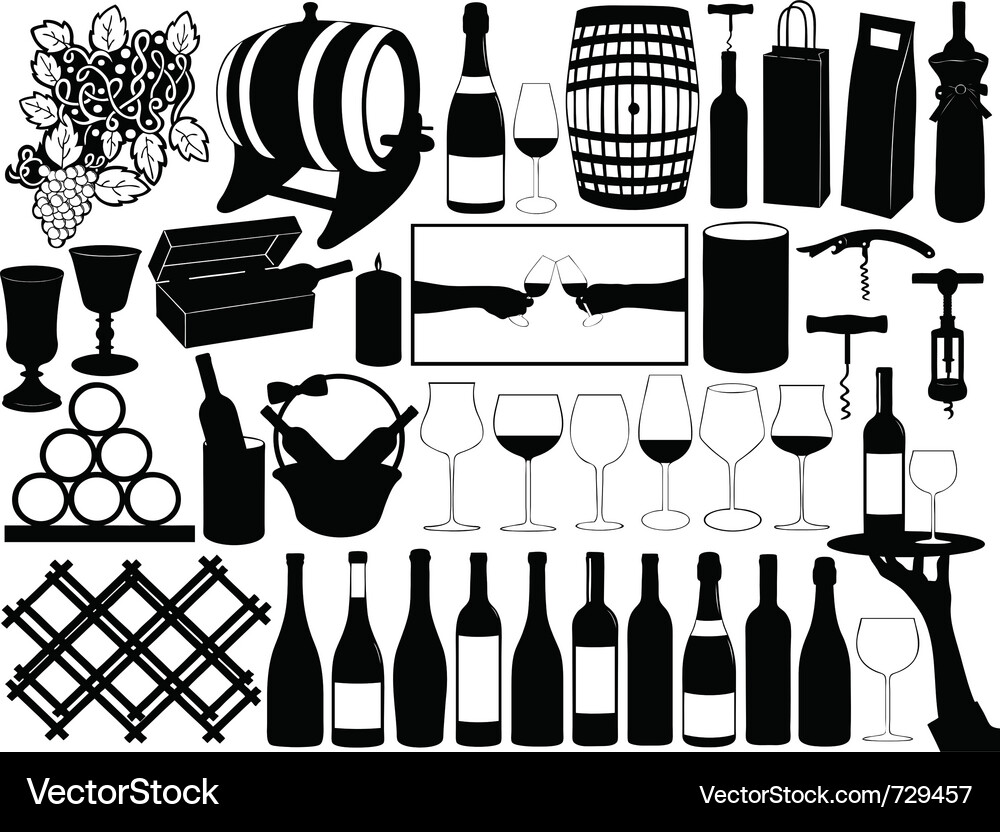 Wine set Royalty Free Vector Image - VectorStock