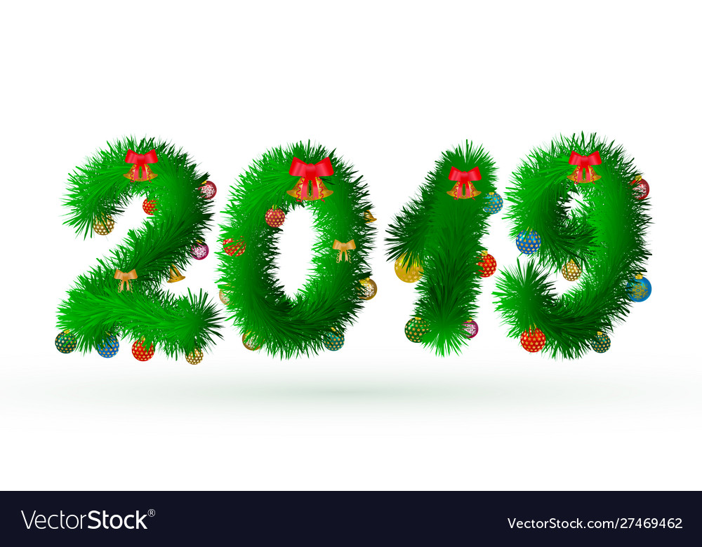 2019 numbers are made fir branches vector image 2019 numbers are made fir branches