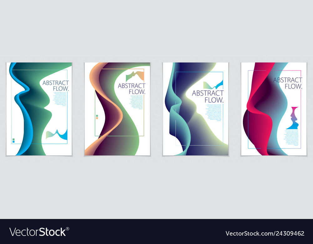 Abstract flow fluid shape backgrounds set a4 vector image Abstract flow fluid shape backgrounds set a4