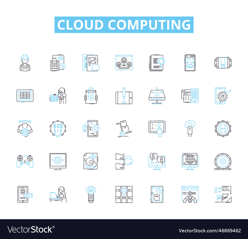 Cloud computing linear icons set storage vector image Cloud computing linear icons set storage