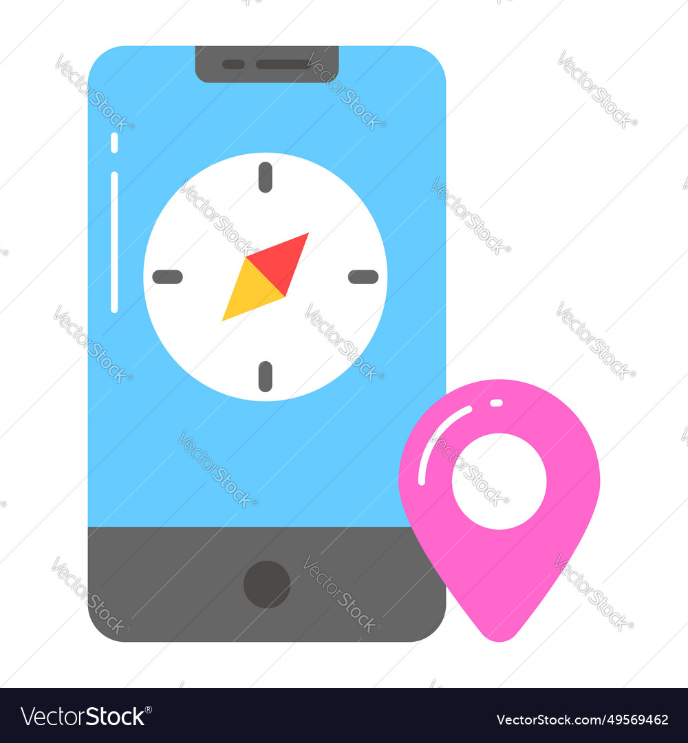 Compass inside mobile with location pin