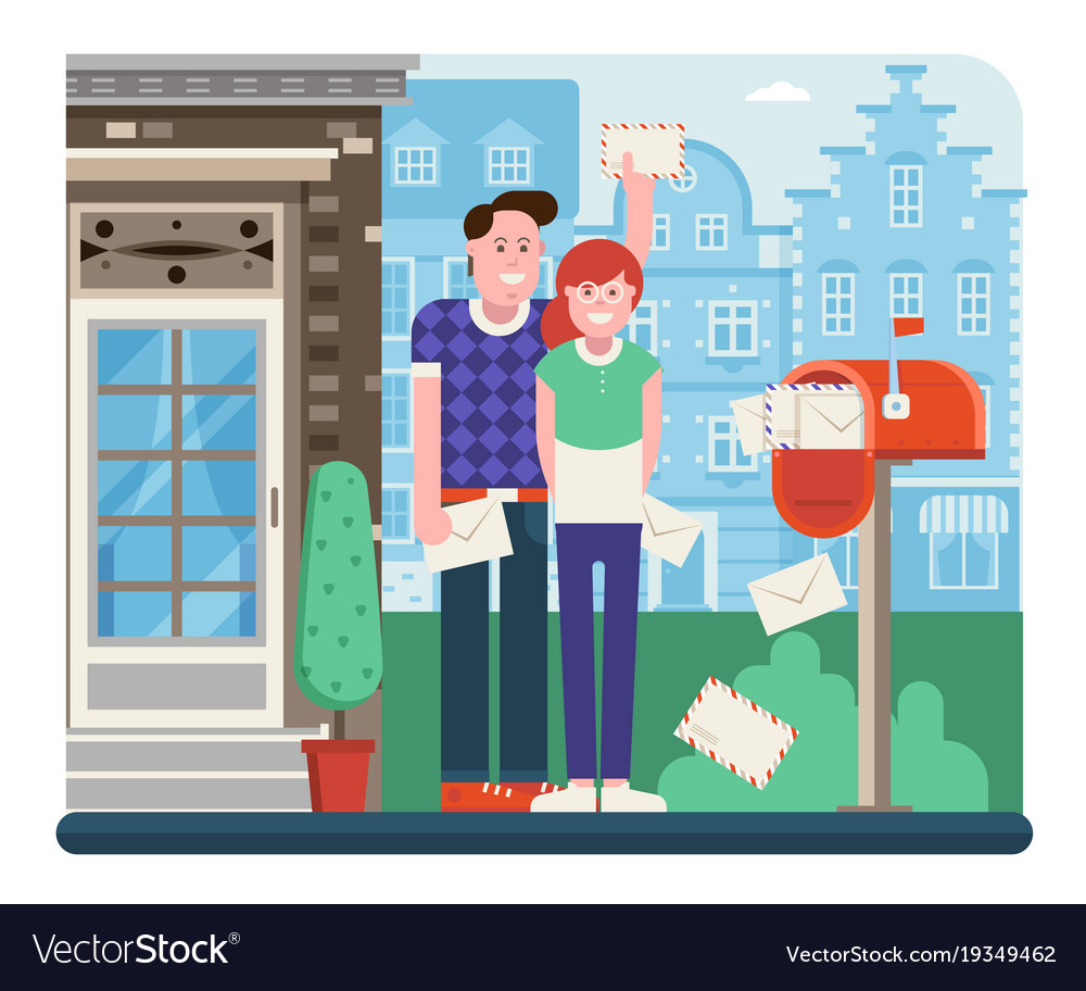 Couple empfangen Post von Briefkasten