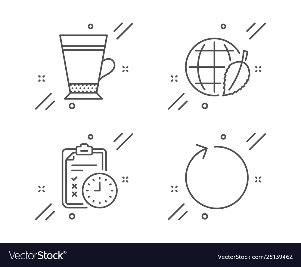 Exam time environment day and latte icons set