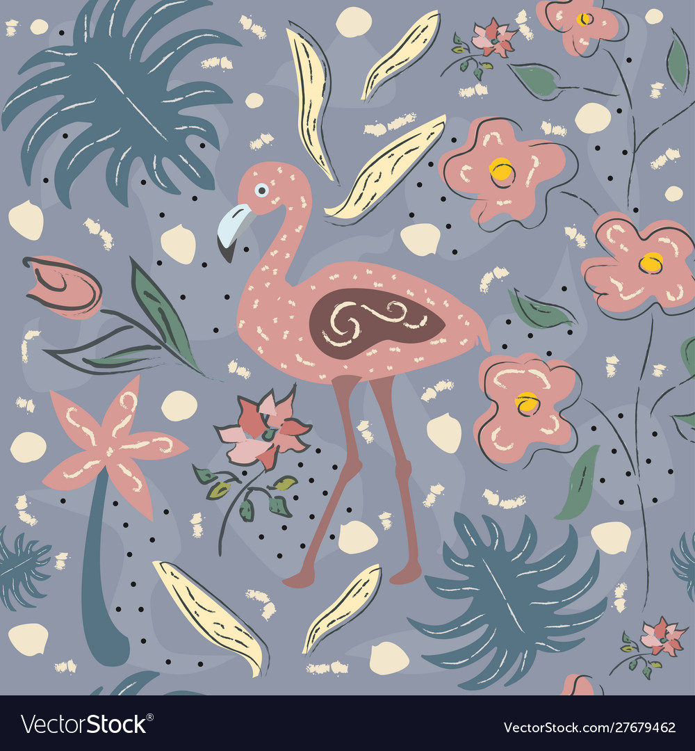 Flamingo bird seamless pattern