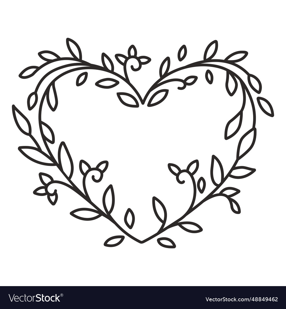 Flower wreath small leaves stroke Royalty Free Vector Image