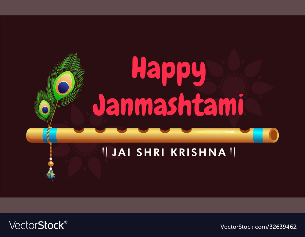 Happy krishna janmashtami design background Vector Image