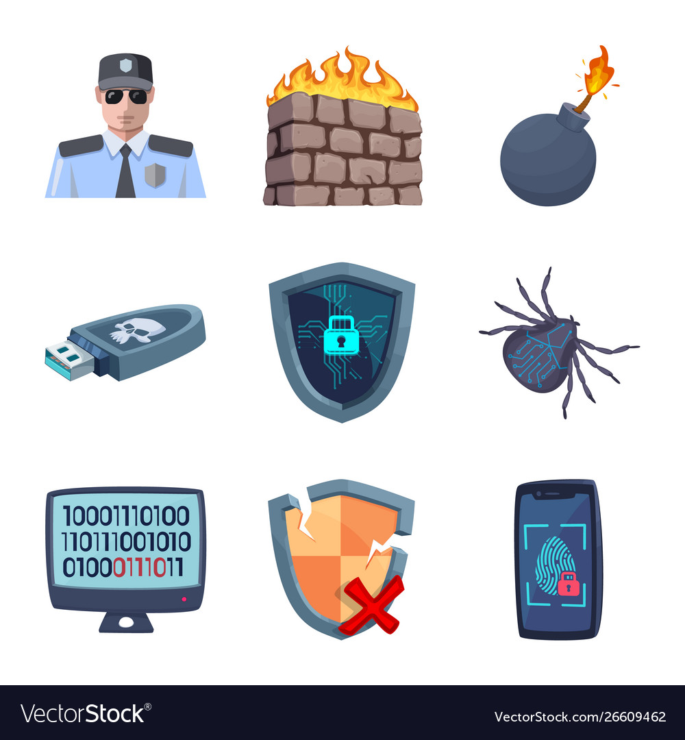Isolated object virus and secure sign vector image Isolated object virus and secure sign