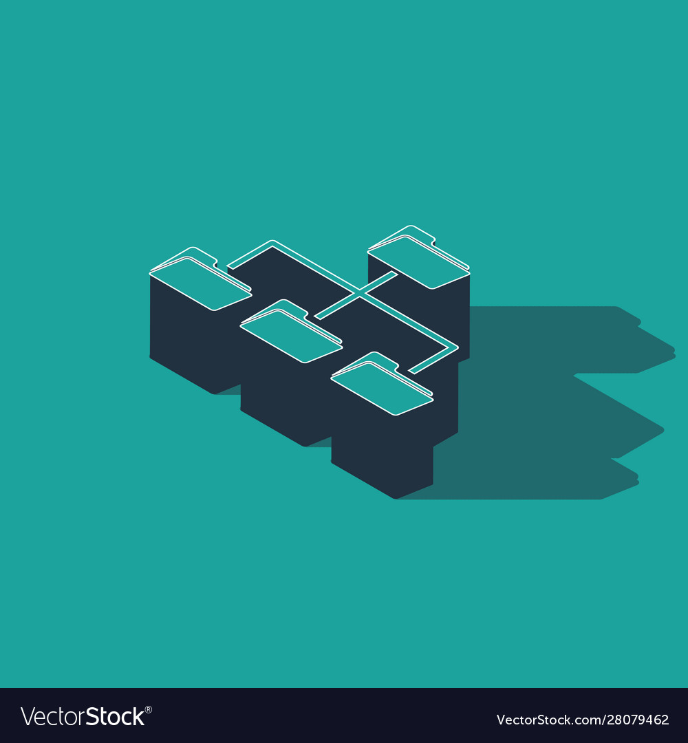 Isometric folder tree icon isolated on green vector image Isometric folder tree icon isolated on green