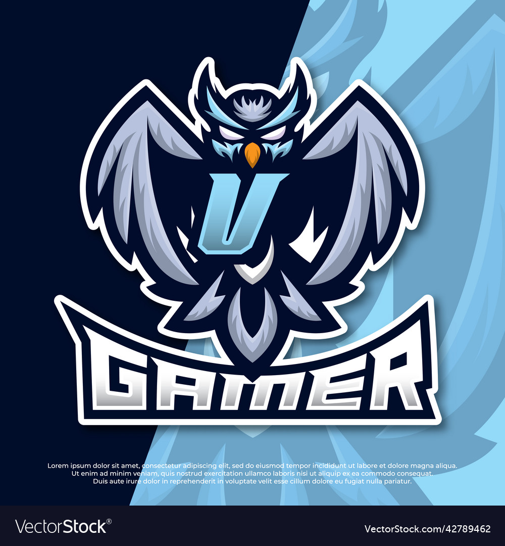 Letter v owl mascot esport gaming logo design owl Vector Image