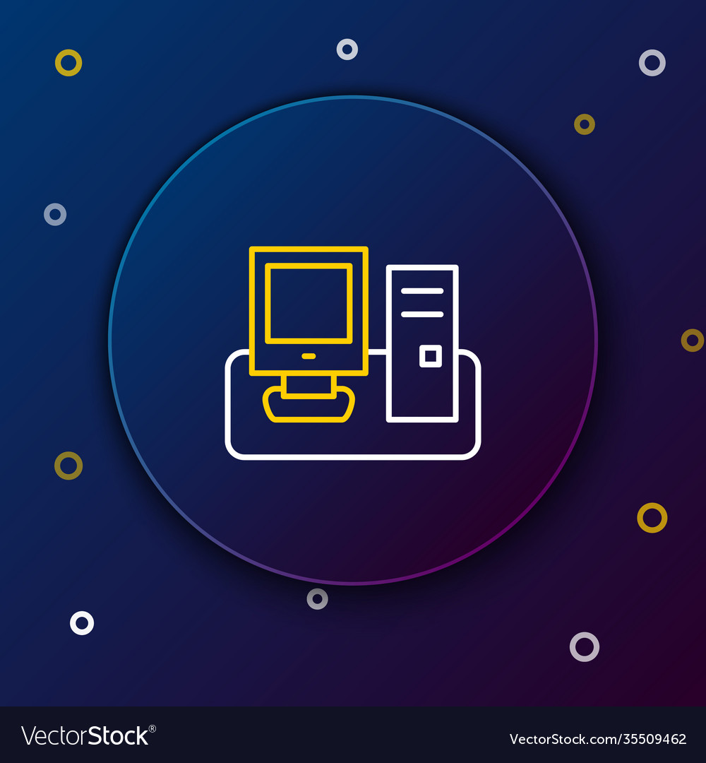 Line computer monitor with keyboard and mouse icon vector image Line computer monitor with keyboard and mouse icon