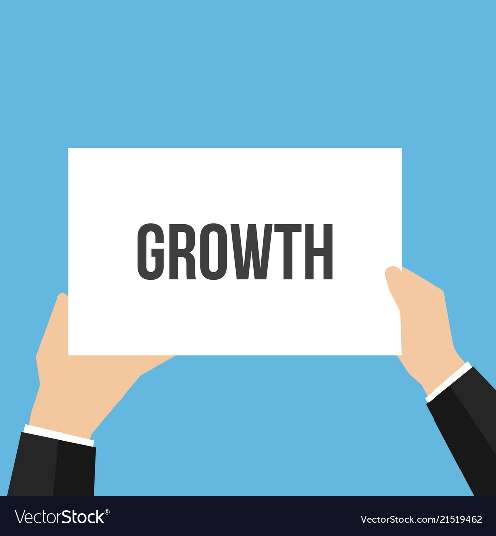 Man showing paper growth text vector image Man showing paper growth text