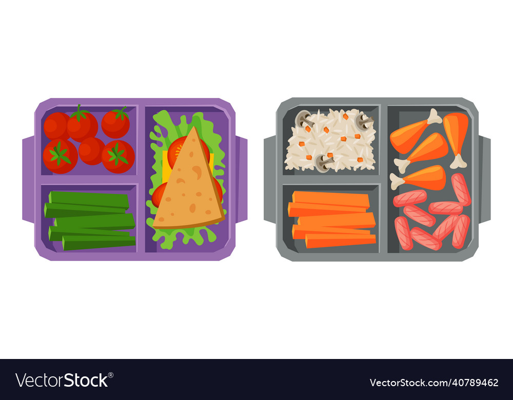 Meal tray with fresh appetizing food rested