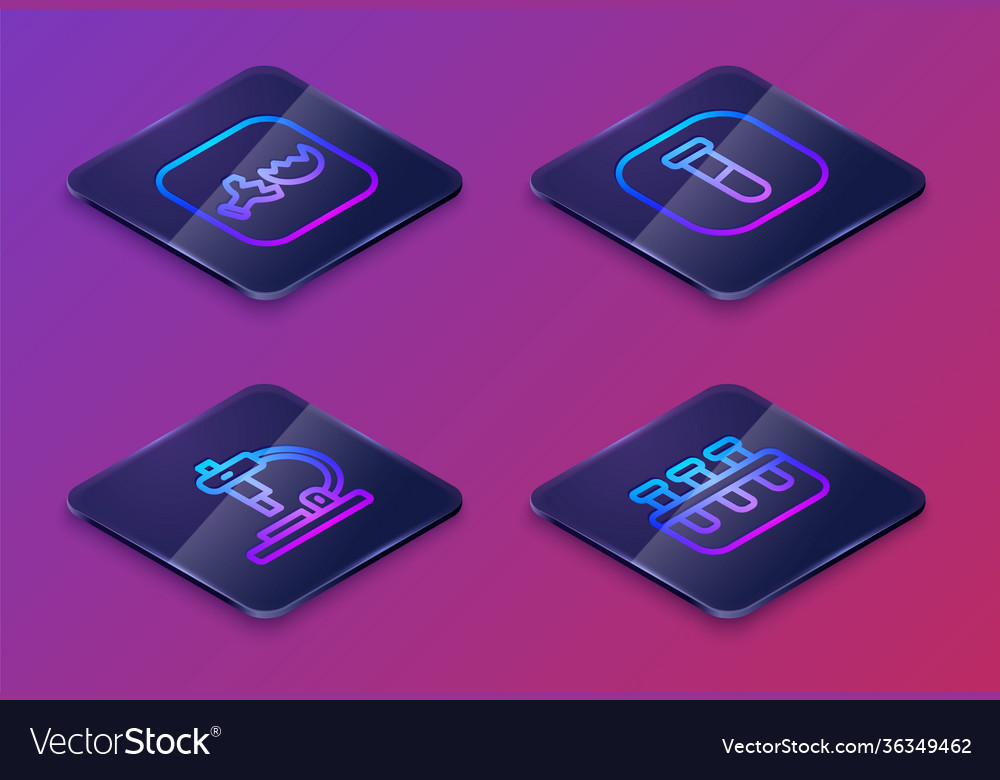 Set isometric line broken flask microscope test