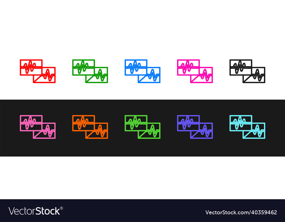 Set line computer monitor with cardiogram icon vector image Set line computer monitor with cardiogram icon