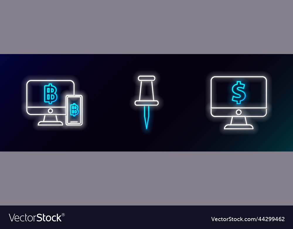 Set line computer monitor with dollar symbol