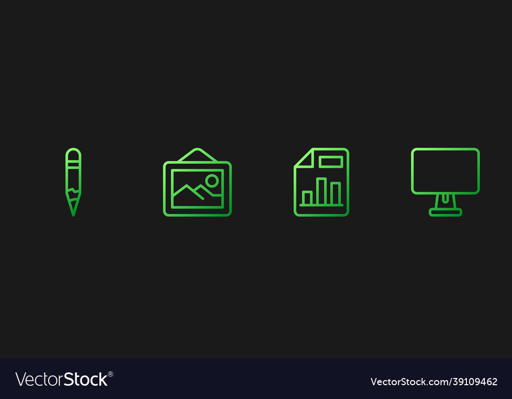 Set line document with graph chart pencil vector image Set line document with graph chart pencil