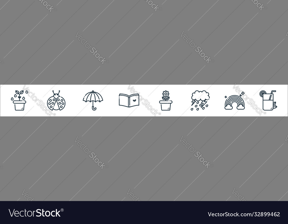Spring season line icons linear set quality vector image Spring season line icons linear set quality