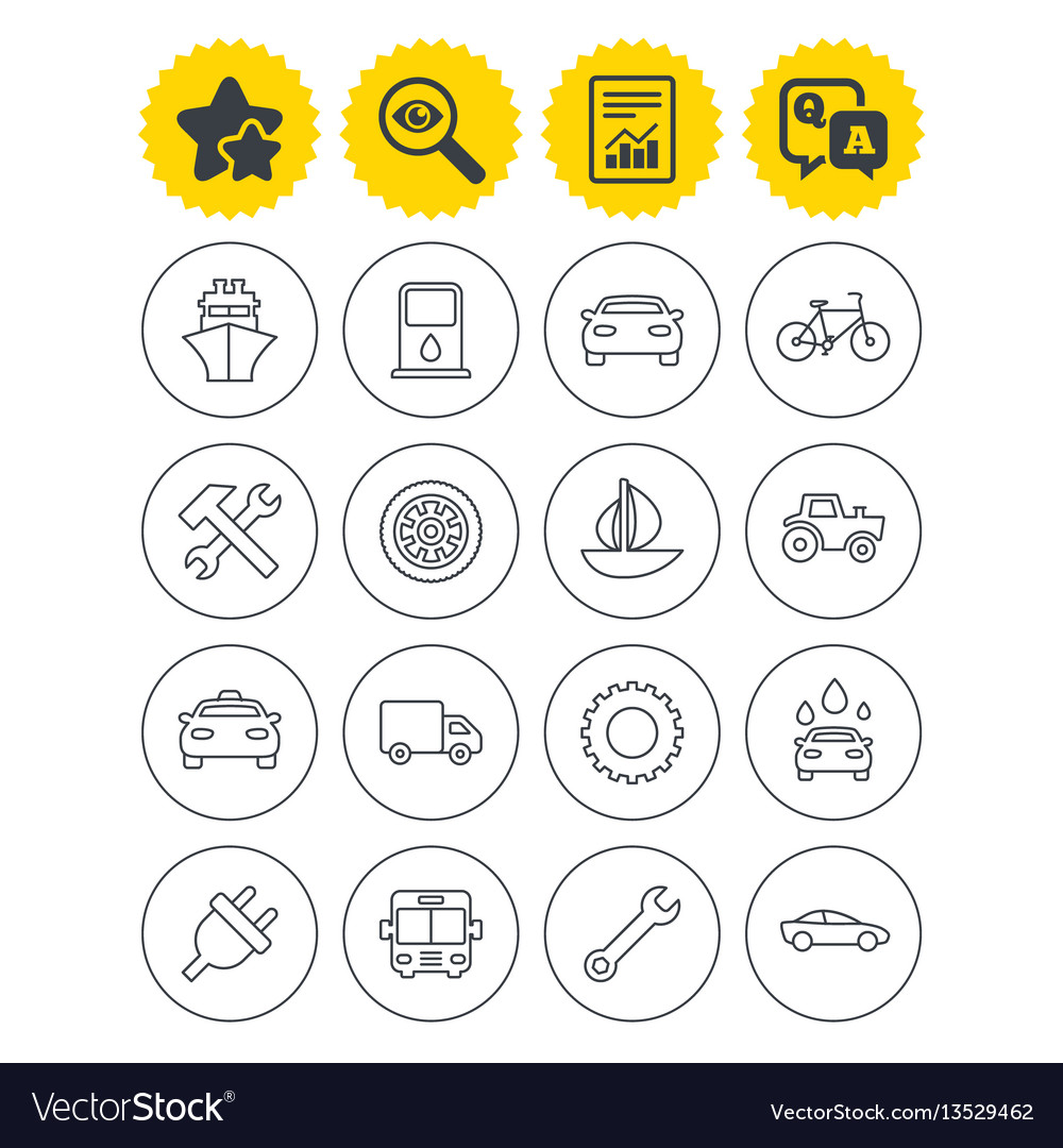 Transport services icons ship car and bus