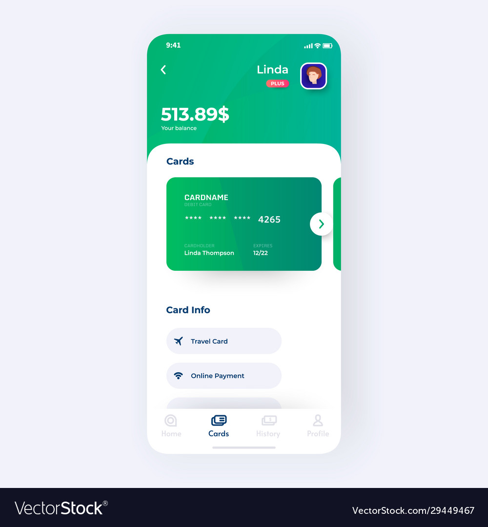 Banking app ui kit prototype design mobile vector image Banking app ui kit prototype design mobile