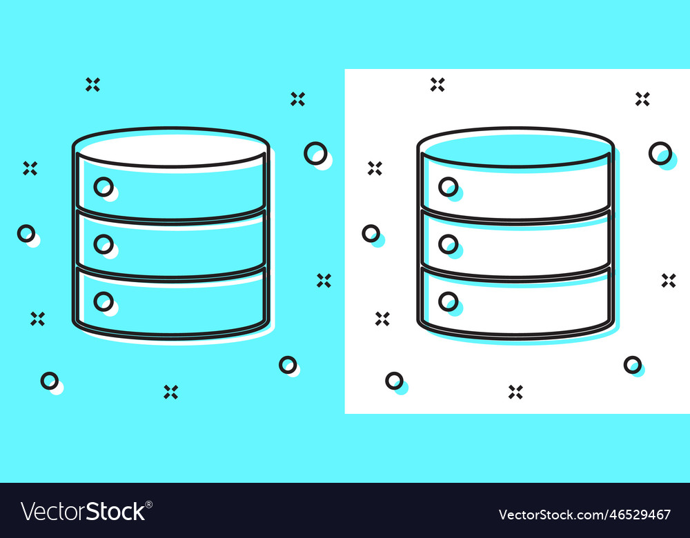 Black line server data web hosting icon isolated