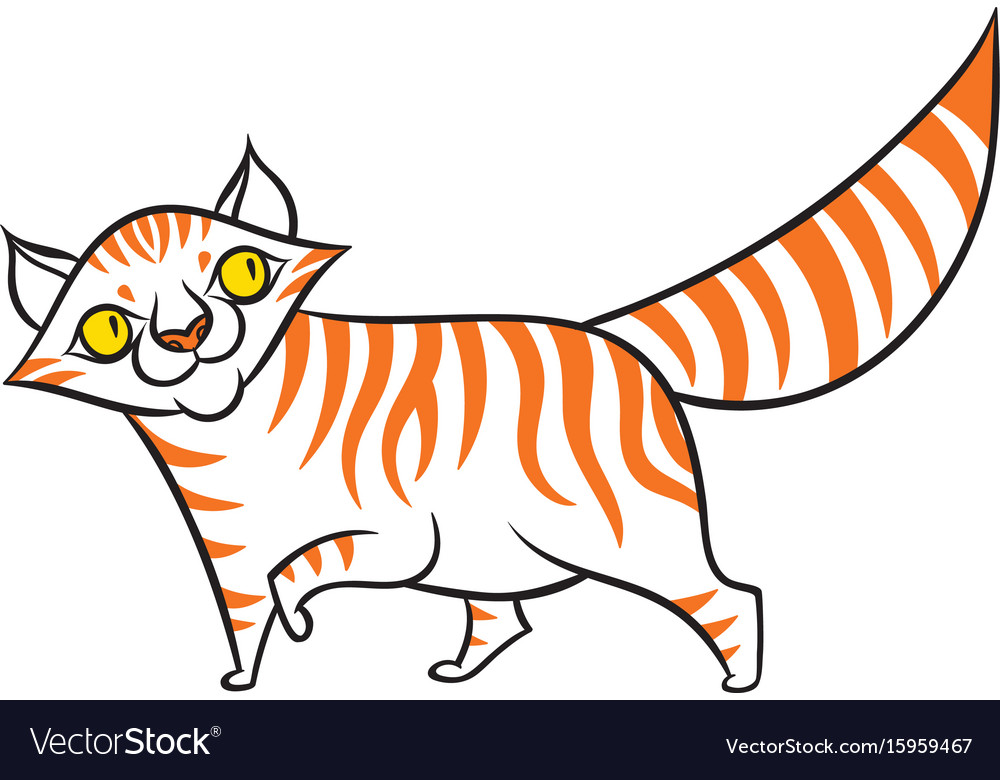 Cartoon smiling tabby cat