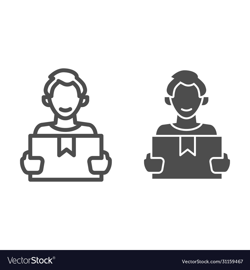 Client with box line and solid icon delivery vector image Client with box line and solid icon delivery