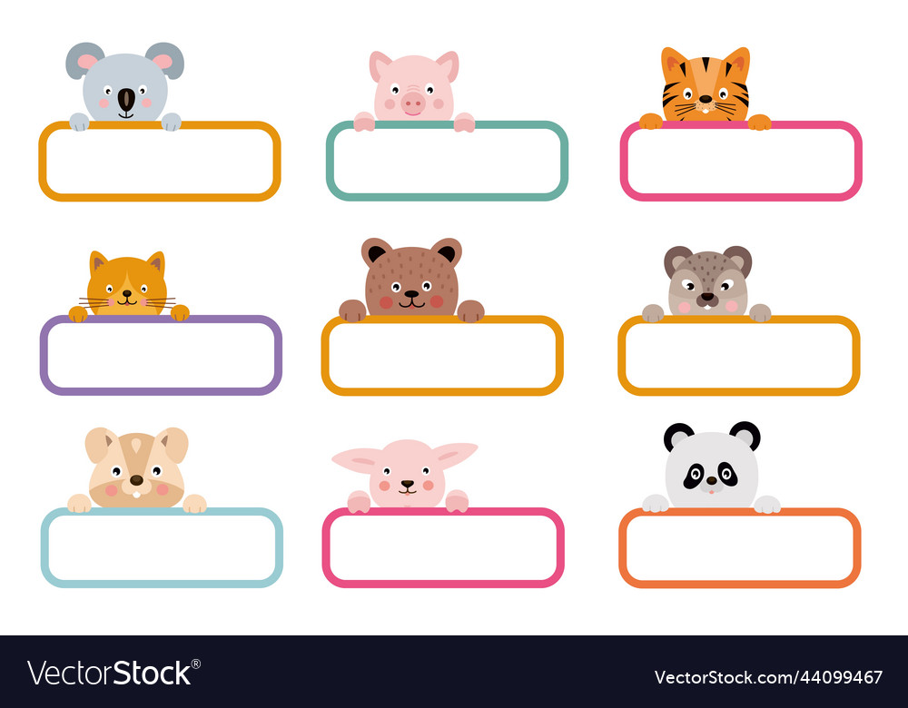 Vector Set Cute Fun Templates Framespatchesstickers Stock Vector